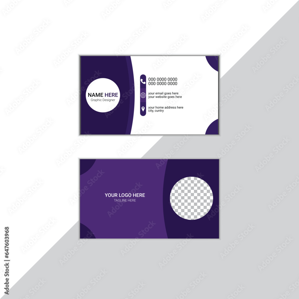Vector creative business card template with triangles, squares, round, waves for business, technology. Simple and clean design with a logo and a place for a photo. Creative layout corporate identity. Vector creative business card template with triangles, squares, round, waves for business, technology. Simple and clean design with a logo and a place for a photo. Creative layout corporate identity.