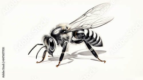 A drawing of a bee on a white background © Fauzia