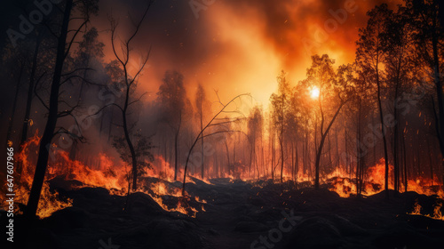 Forest fires exacerbated by climate change, highlighting urgent need for environmental consciousness and proactive action against ecological threats.