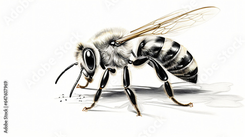 A drawing of a bee on a white background © Fauzia