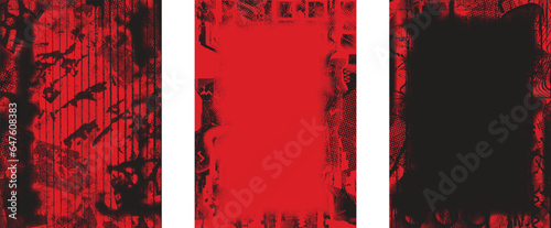 Glitch distorted grungy isolated layers . Design element for brochure, social media, posters, flyers. Overlay texture.Textured banner with Distress effect .Vector halftone dots . Screen print texture