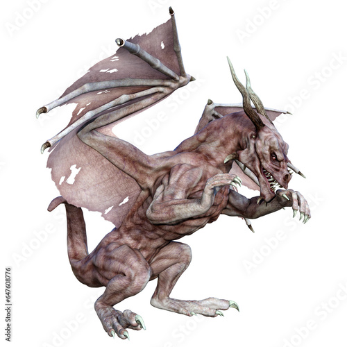 3D Rendering Fairy Tale Dragon on White