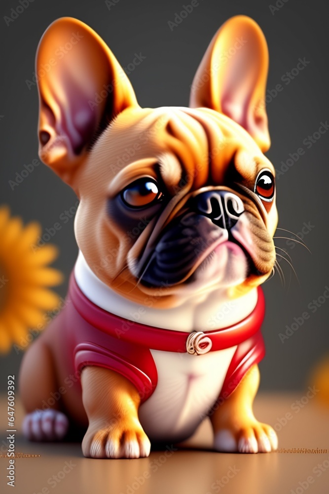 Cute and adorable cartoon mafia french bulldog , fantasy, dreamlike, surrealism, super cute, trending on artstation