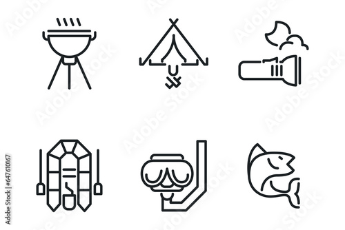 Camping icon set suitable for infographics, websites and print media and interfaces. Set of line vector icons.