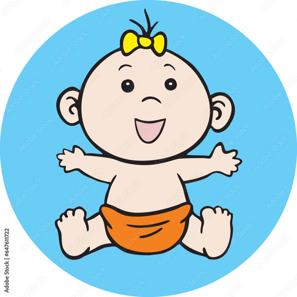 Animation of a baby wearing a yellow ribbon Animation of a baby wearing a yellow ribbon