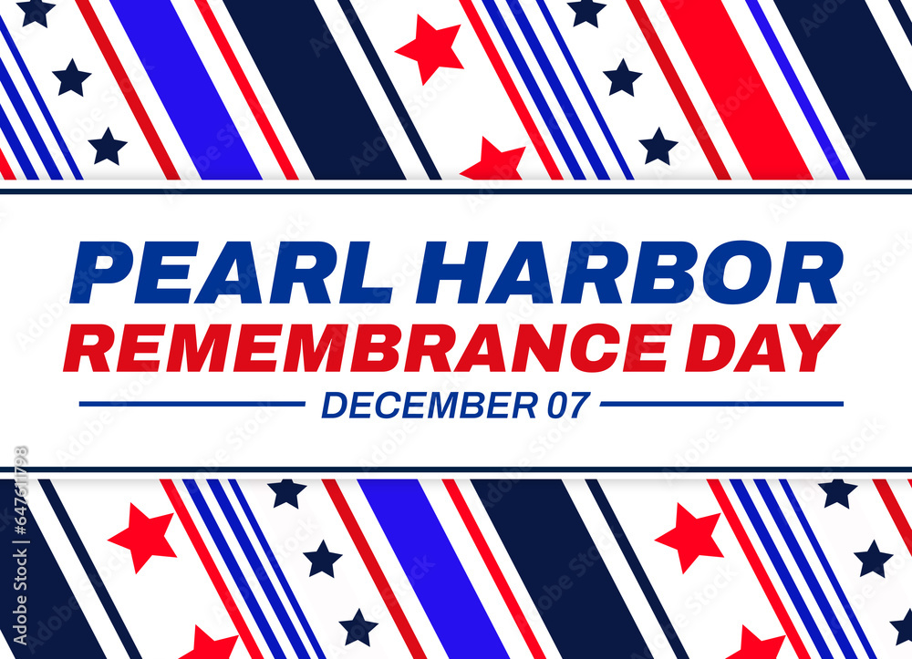 Pearl Harbor Rememberance Day Wallpaper with stars and typography in the center. United States patriotic concept backdrop