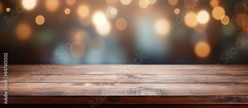 Antique wooden table blurry backdrop
