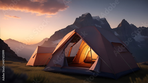 Premium Isolated Hiking Tent with sunrise