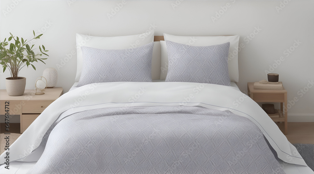 Minimalistic Geometric Pattern Cotton white  Sheets for Serene Bedrooms