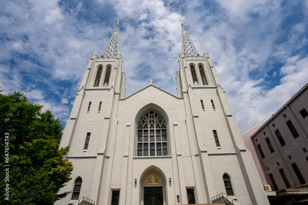 Nunoike Cathedral in Nagoya during summer sunny day at Nagoya Aichi , Japan : 31 August 2019 Nunoike Cathedral in Nagoya during summer sunny day at Nagoya Aichi , Japan : 31 August 2019