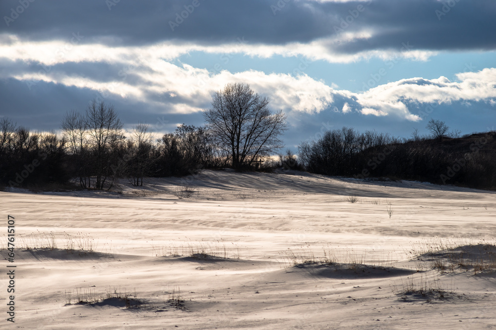 Beautiful sunset over the career with sand in winter. Beautiful sunset over the career with sand in winter.