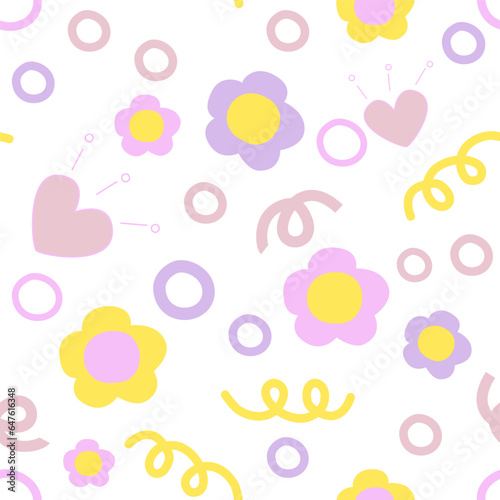 vector seamless pattern with flowers and color pastel