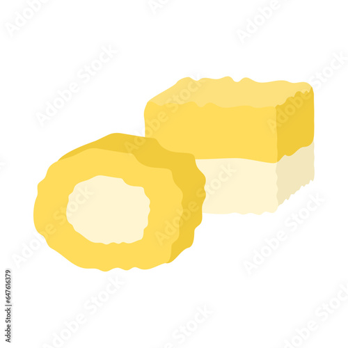 錦玉子。フラットなベクターイラスト。
Nishiki tamago: sweet steamed layered egg. Flat designed vector illustration.