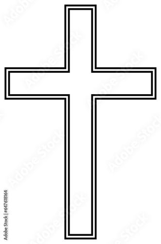 Christian cross outline icon. Crucifix illustration.