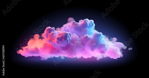 3d render, abstract cloud illuminated with neon light, Generative AI