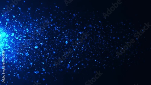Blue Particles on Black Background. Glitter Particles. Bokeh Shiny Particles Loop Animation.