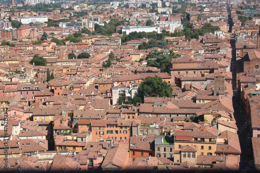 Historical buildings in Bologna city center Italy