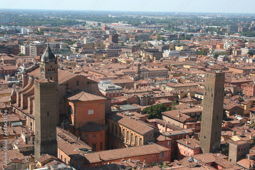 Historical buildings in Bologna city center Italy