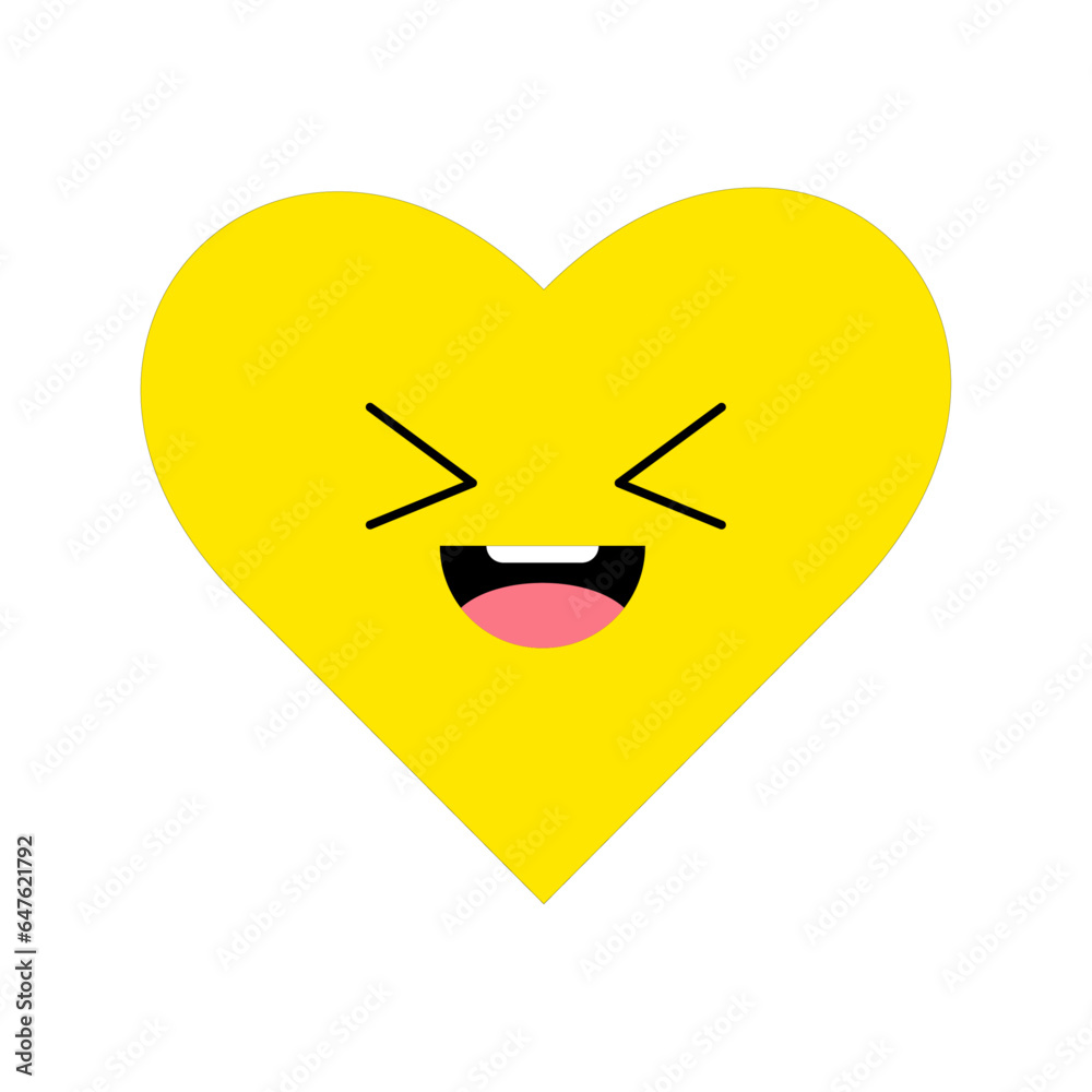 Heart, love, romance or valentine's day red vector icon with kawaii emoji for apps and websites Heart, love, romance or valentine's day red vector icon with kawaii emoji for apps and websites
