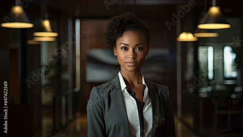 Portrait of an Elegant Black Woman in an Office