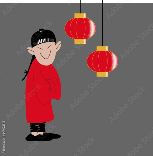 Oriental Boy with Lampions