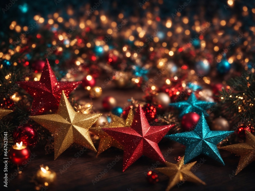Christmas stars and lights beautifully background