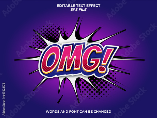 omg comic style text effect, font editable, typography, 3d text. vector template
