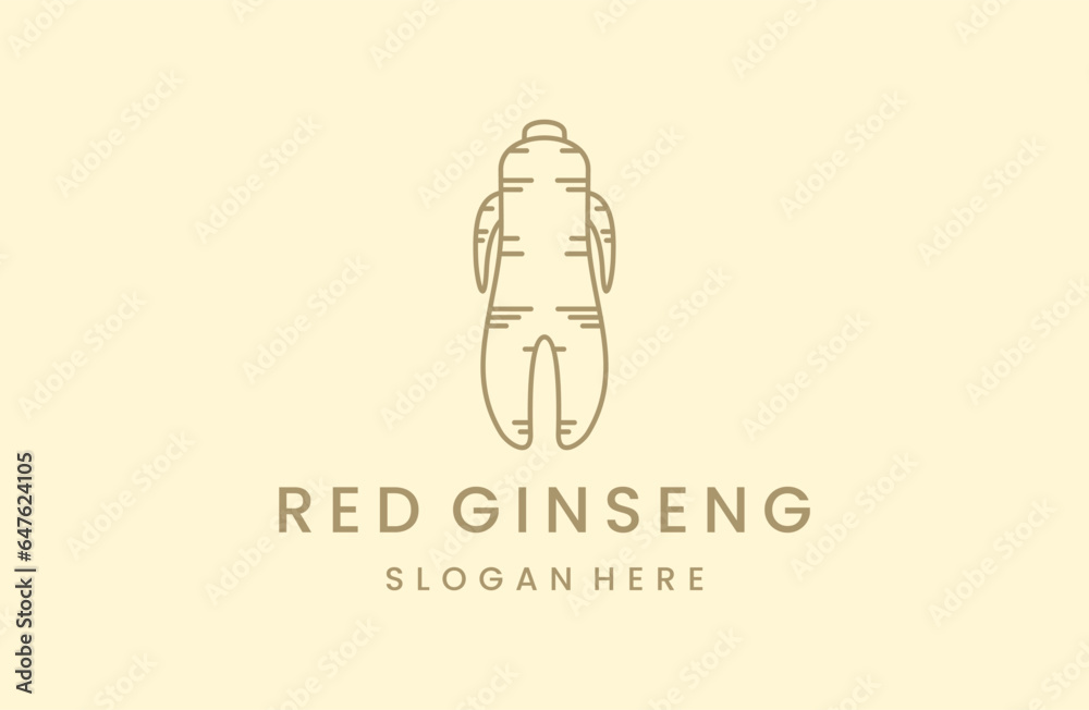 Red ginseng vector logo emblem design Red ginseng vector logo emblem design
