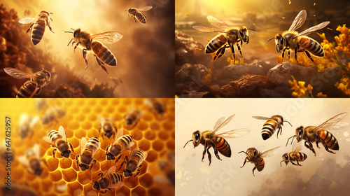 collage of bees