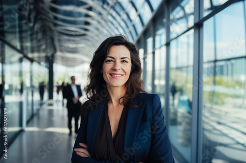 Free Download Photo of happy female manager in front of office - GFXLoad