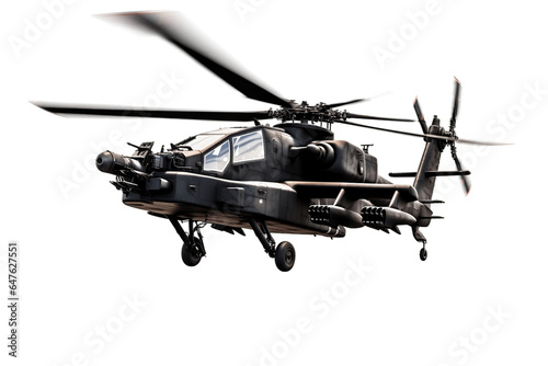 Apache Helicopter Isolated on Transparent Background - Generative AI	 photo