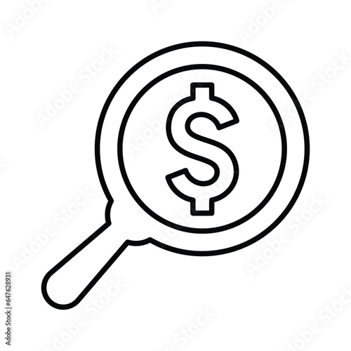 Searching for money Icon. Line, outline design.