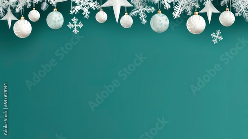 Christmas themed banner with blank space for text on a green background.
