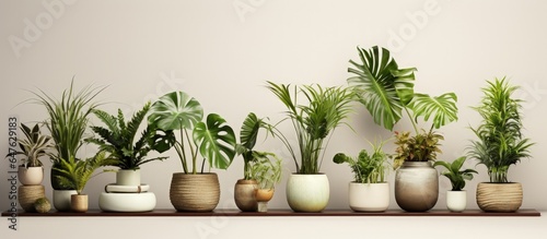Beautiful plants in ceramic pots isolated on transparent background rendered in for illustration architecture visualization