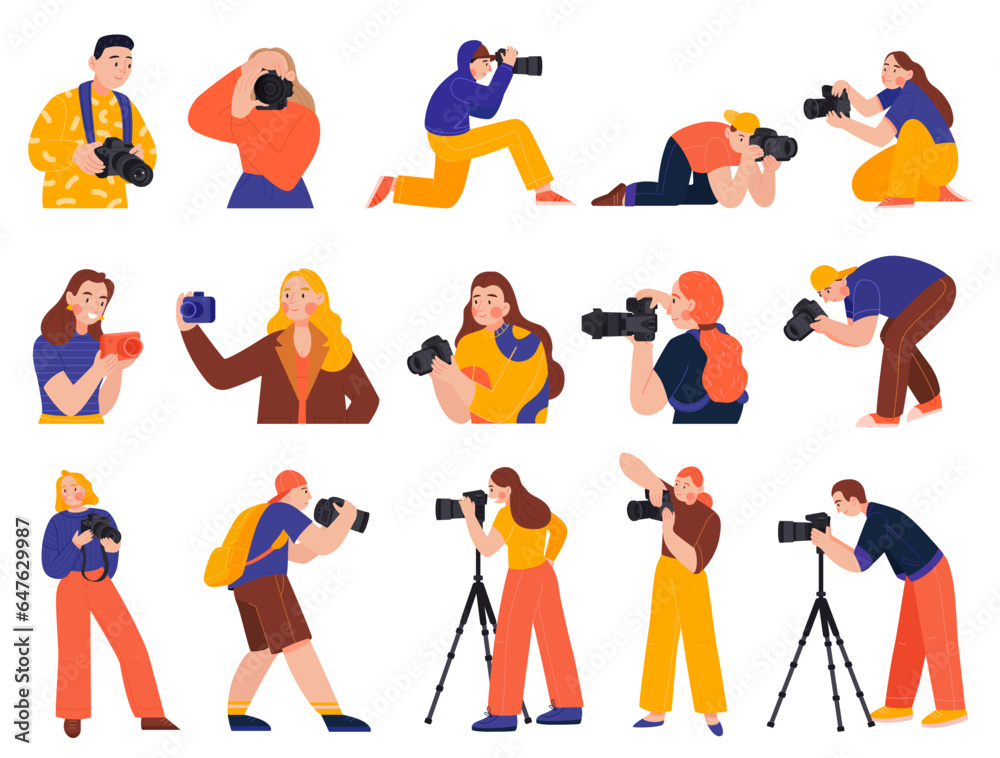 Fototapeta premium Photographer Flat Icons Set