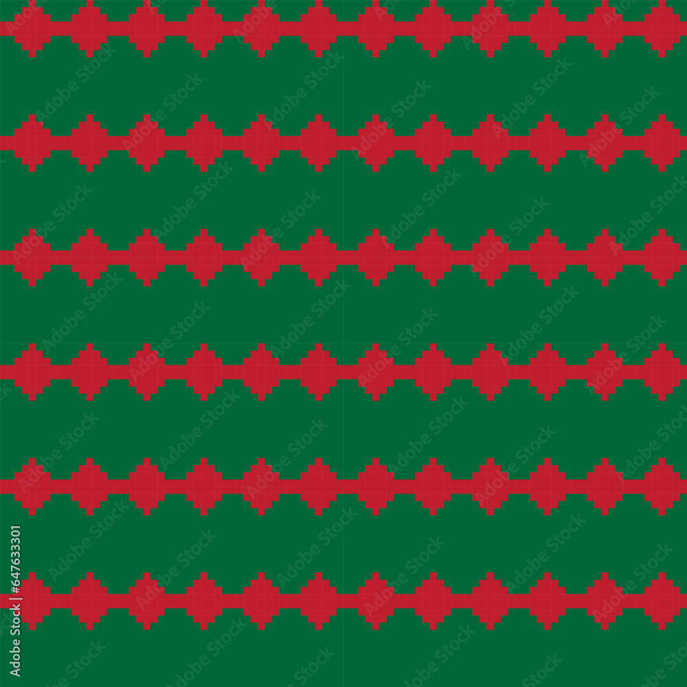 Fototapeta premium Green Argyle Fair Isle Seamless Pattern Design