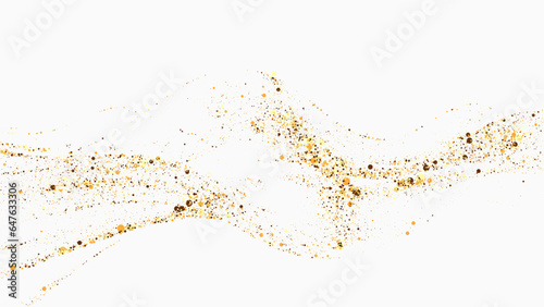 Golden wavy lines made of shiny gold particles. Design element.