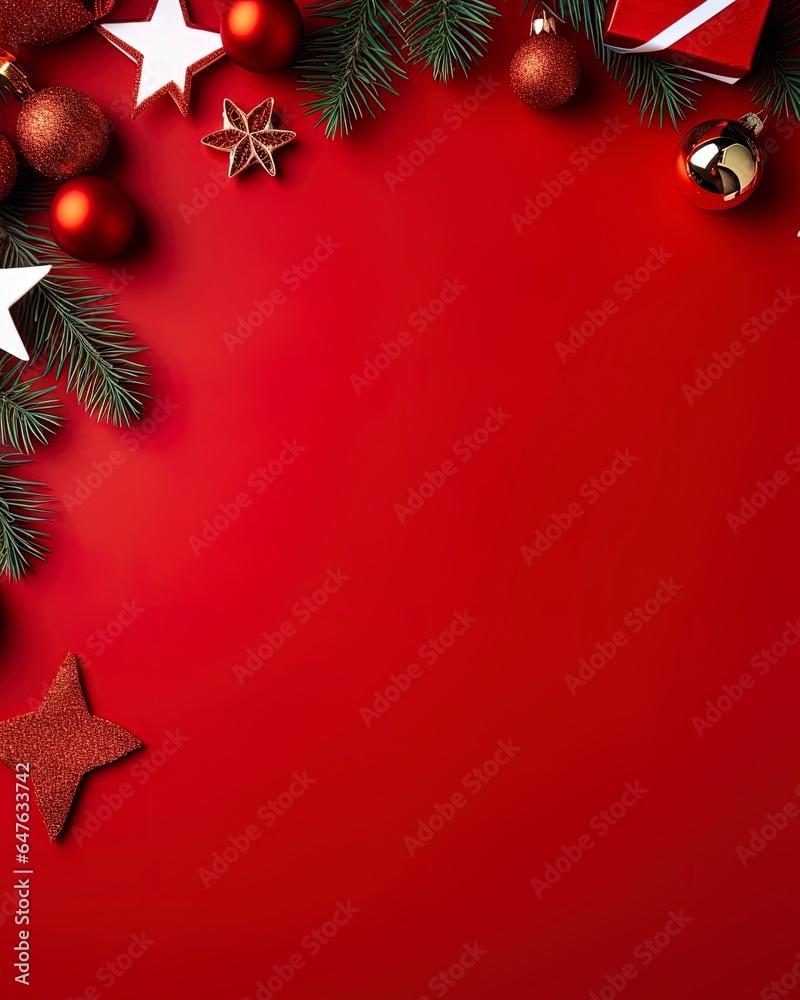 Christmas themed banner with blank space for text on a red background. Christmas themed banner with blank space for text on a red background.