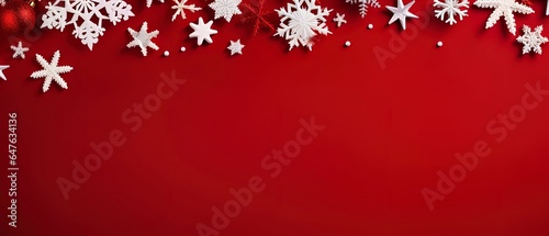 Christmas themed banner with blank space for text on a red background.
