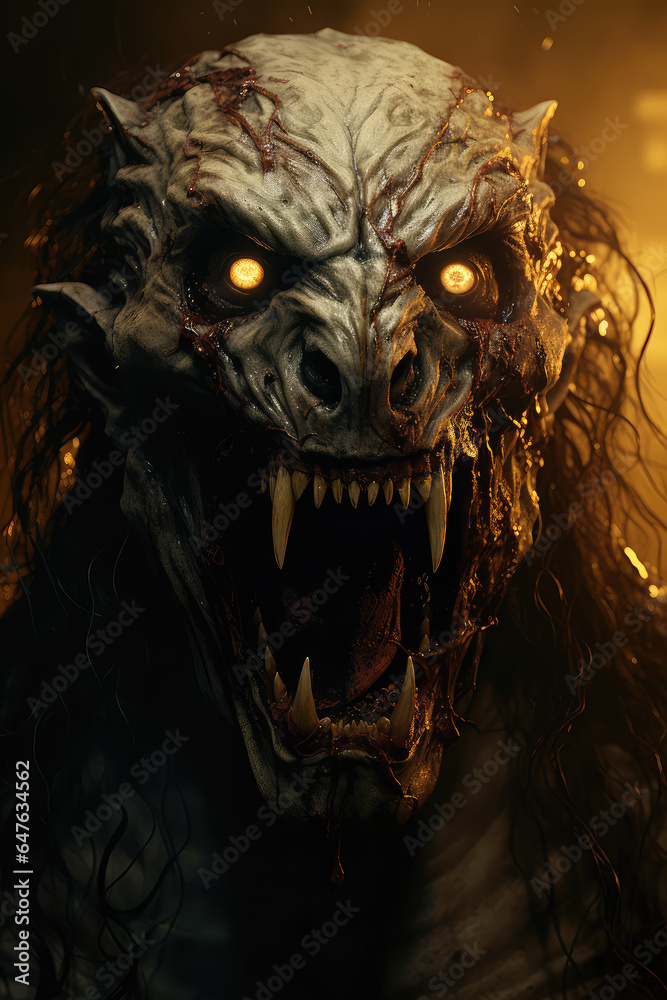 Naklejka premium The Sinister Legend of Female Demon Bloody Mary: A Rendering by Generative AI