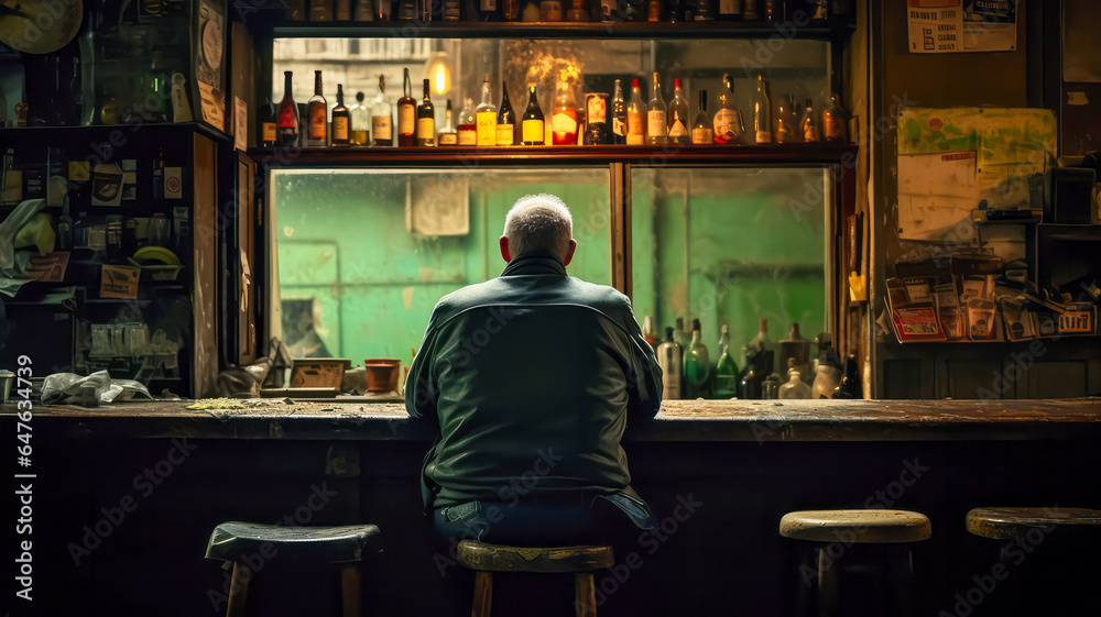Ein Mann an der Bar. Generiert mit KI Ein Mann an der Bar. Generiert mit KI