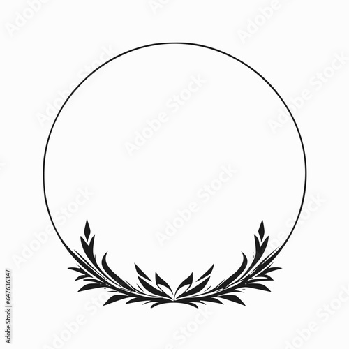 floral circle frame vector illustration isolated on white background