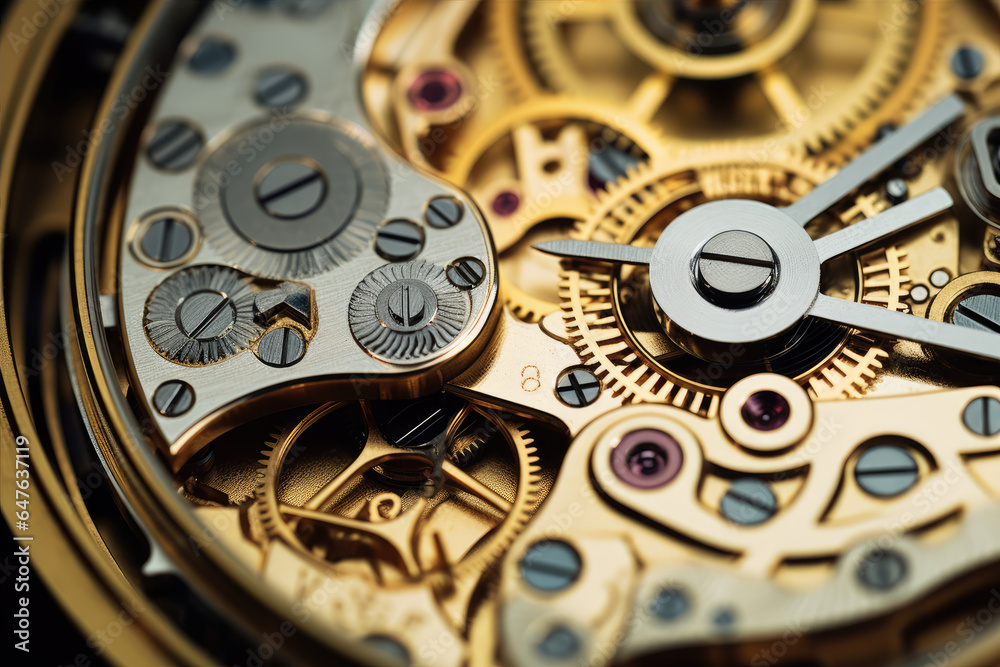 Elegant retro clockwork mechanism with cogs and gears close-up Elegant retro clockwork mechanism with cogs and gears close-up