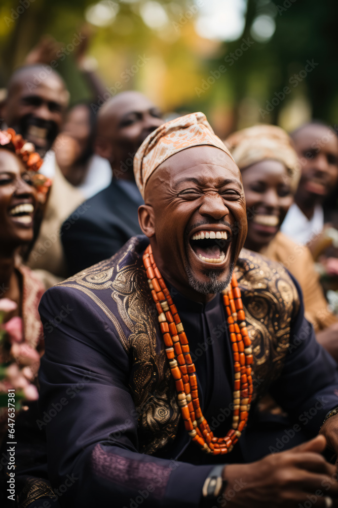 Joyous laughter fills the air as wedding guests celebrate the newlyweds blissful union Joyous laughter fills the air as wedding guests celebrate the newlyweds blissful union