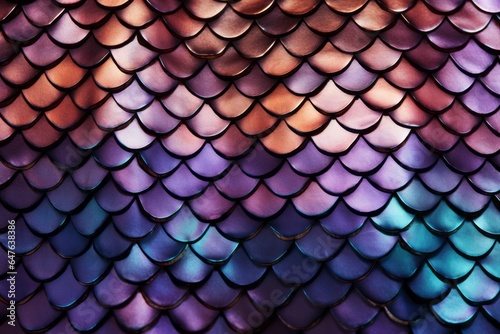 Texture of snake or dragon gradient purple and blue metallic scales photo