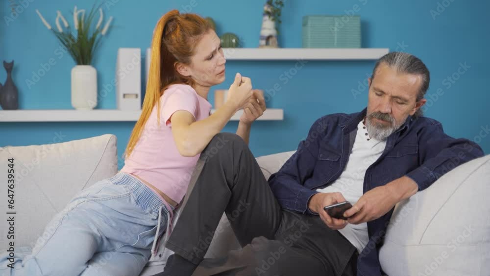Daughter asks her father for money.