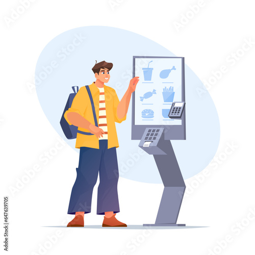 Vector customer order food using touch terminal