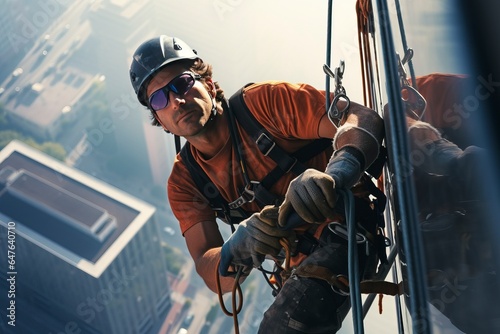 Skilled industrial climbers at work, performing maintenance and inspection tasks in various industries.'generative AI'	