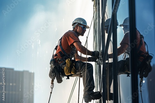 Skilled industrial climbers at work, performing maintenance and inspection tasks in various industries.'generative AI' 