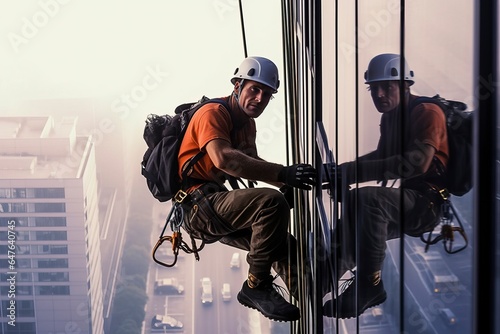 Skilled industrial climbers at work, performing maintenance and inspection tasks in various industries.'generative AI' 